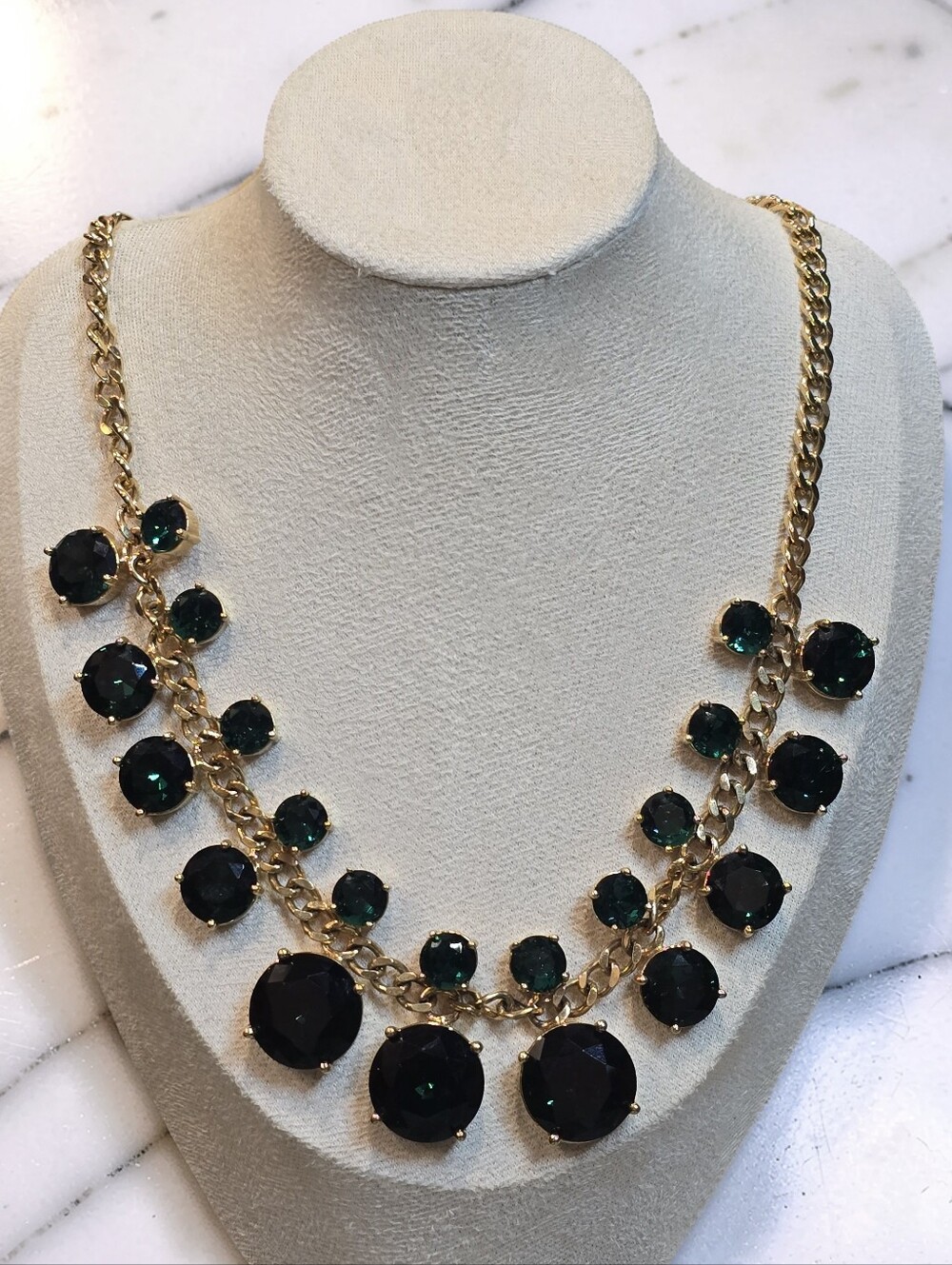 Kate Spade Crystal Court Emerald Statement Necklace